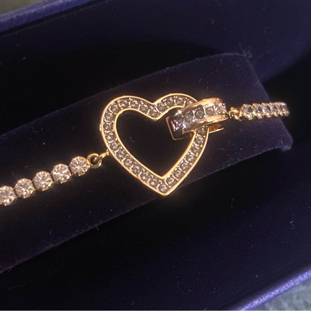 Swarovski Gold Heart Bracelet with Crystals - Picture 2 of 5